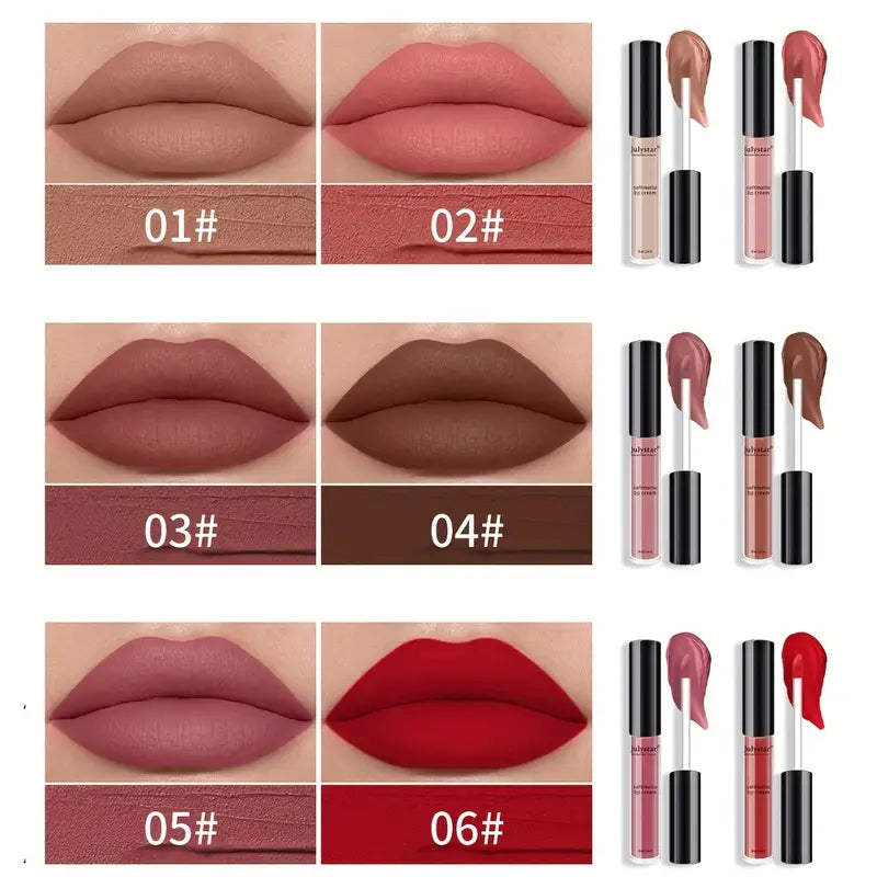 6 Colors Dual Wear Liquid Lipsticks for Lips & Cheeks