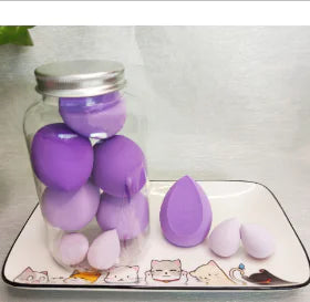 7 PCS Dual Use Makeup Sponge Set in Soft Milk Tea Jar