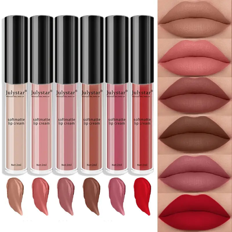 6 Colors Dual Wear Liquid Lipsticks for Lips & Cheeks