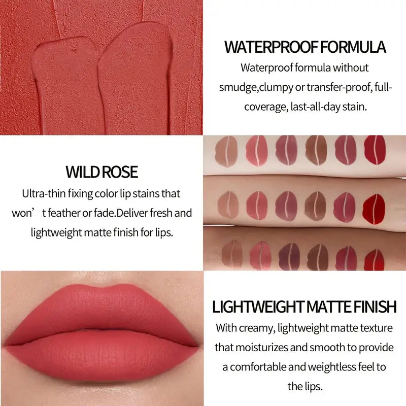 6 Colors Dual Wear Liquid Lipsticks for Lips & Cheeks